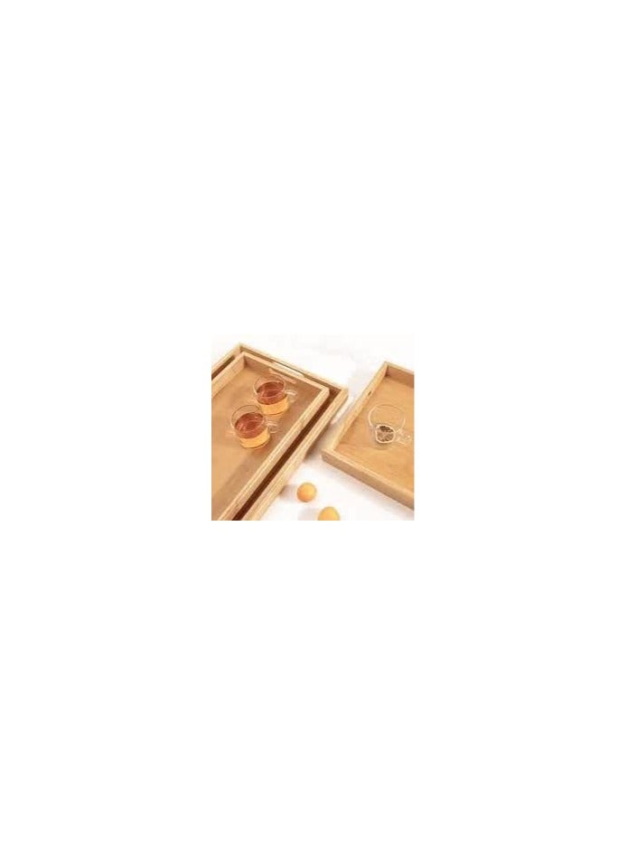 Luxury 3-Piece Bamboo Serving Tray Set - Royal Design with Gold Metal Handle - 4mm Wood Thickness - High Imported Quality Z (Small) - Image 1
