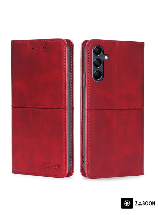 Zaboon Protective Case For Samsung Galaxy M13 Cow Texture Magnetic Horizontal Flip Leather - Image 1