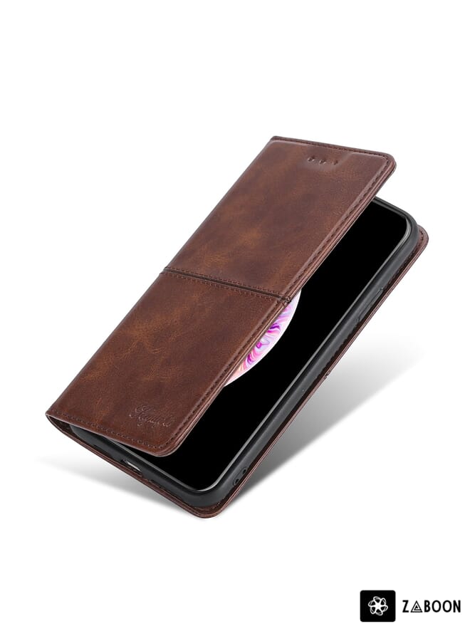 Zaboon Protective Case For Samsung Galaxy M13 Cow Texture Magnetic Horizontal Flip Leather - Image 5