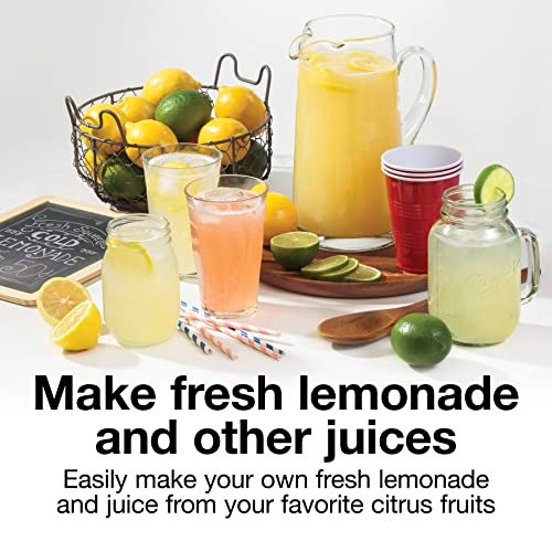 Proctor Silex Alex's Lemonade Stand Electric Citrus Juicer Machine, Large 34 oz. Pitcher, Pressure Activated, for Lemons, Limes and Oranges, 34 oz, Includes 2 Reamers & Recipe Book, Yellow (66341) - Image 3
