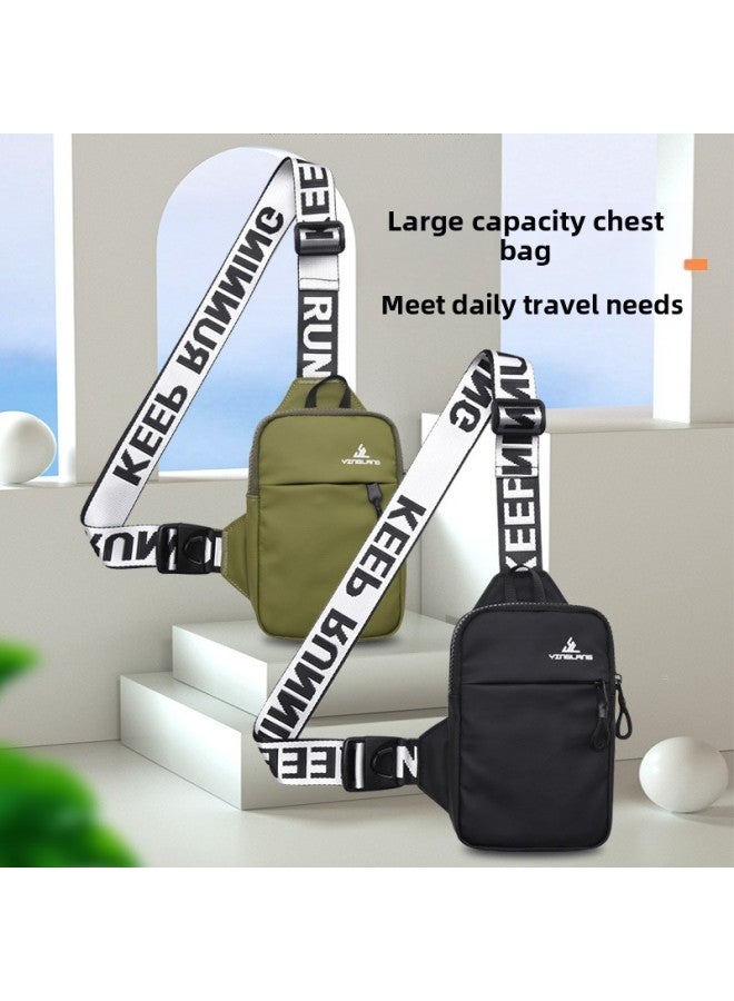 Generic Outdoor Sports Chest Bag Fashion Trendy Small Shoulder Bag Men's Crossbody Mobile Phone Waist Bag Women's Mini Backpack-Color:Army Green  - Image 3