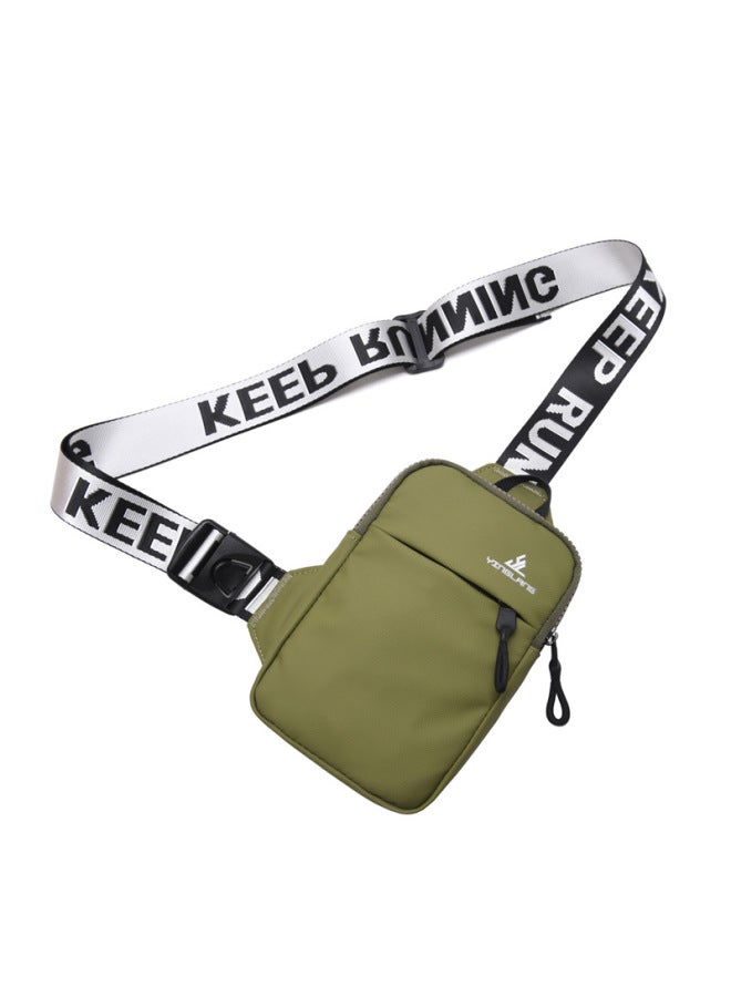 Generic Outdoor Sports Chest Bag Fashion Trendy Small Shoulder Bag Men's Crossbody Mobile Phone Waist Bag Women's Mini Backpack-Color:Army Green  - Image 1