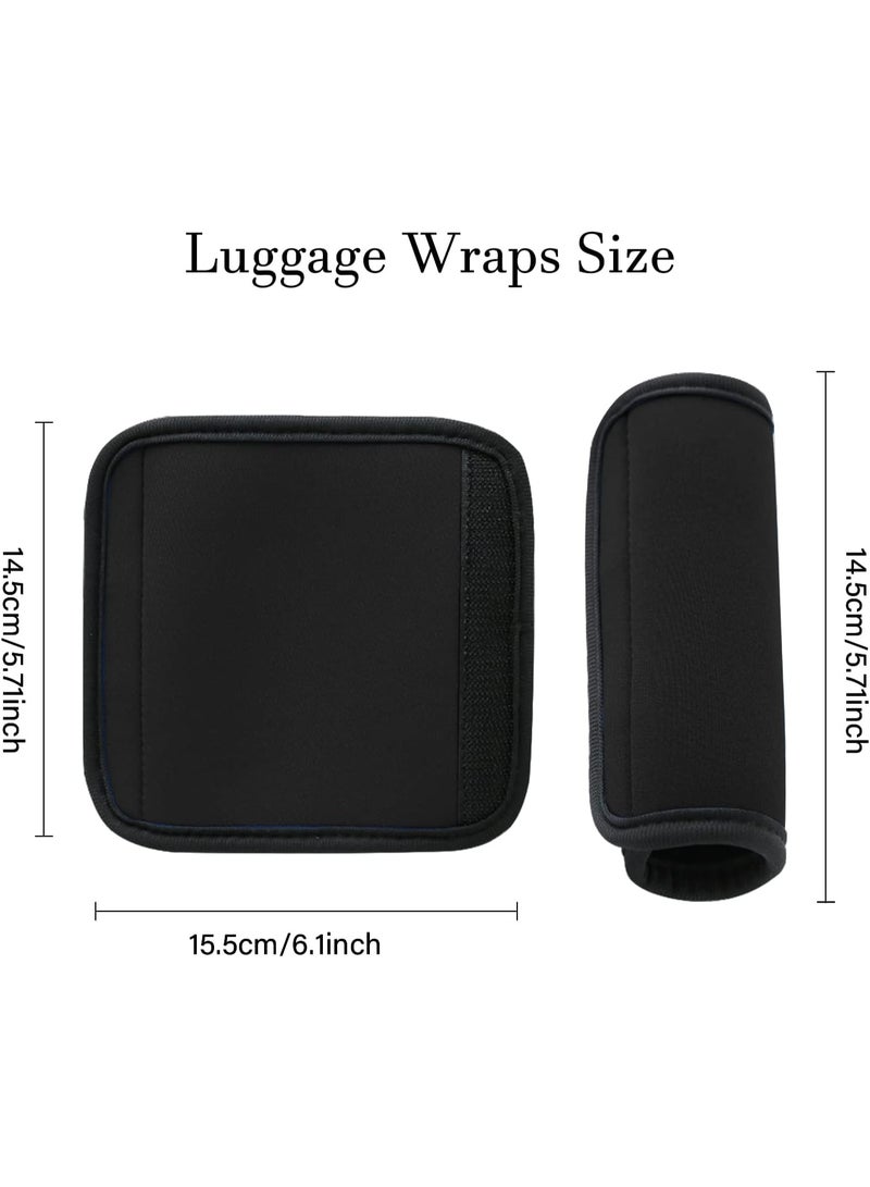 2 Pack Luggage Handle Wraps for Suitcase, Bright Color Comfort Soft Handle Covers (Black) - Image 2