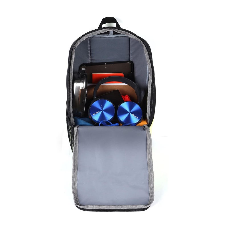 Gear حقيبة ظهر مدرسية/كلية/رياضية مقاومة للماء XL 17L مع حجرة للأحذية للرجال/النساء (أسود-أخضر فوسفوري) - Image 5