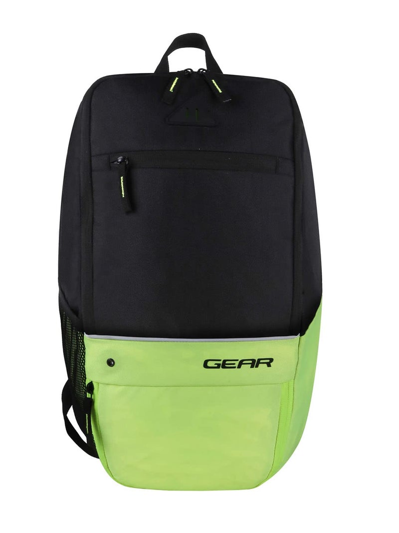 Gear حقيبة ظهر مدرسية/كلية/رياضية مقاومة للماء XL 17L مع حجرة للأحذية للرجال/النساء (أسود-أخضر فوسفوري) - Image 1
