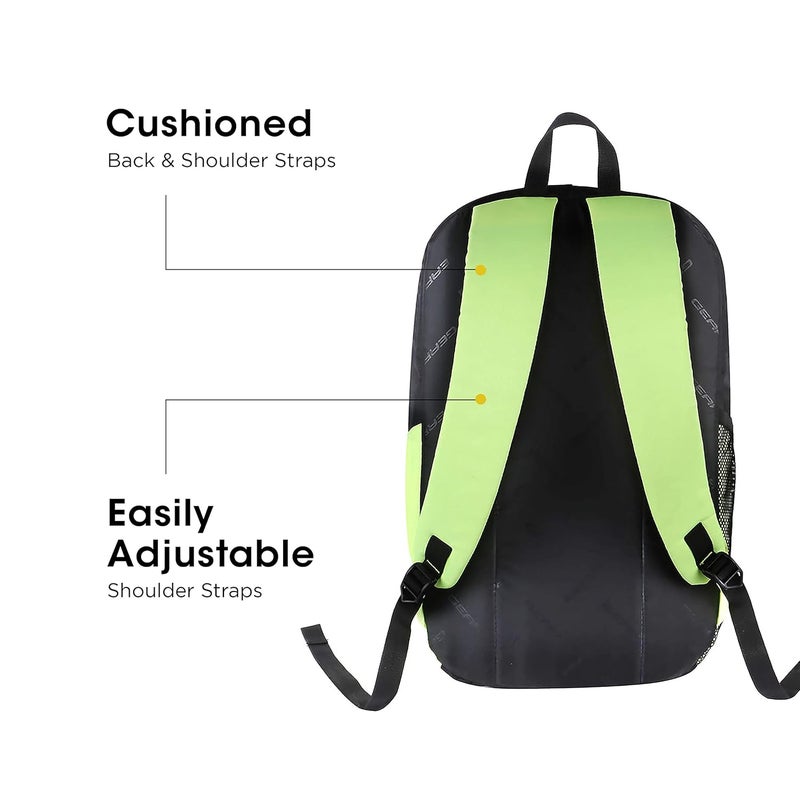 Gear حقيبة ظهر مدرسية/كلية/رياضية مقاومة للماء XL 17L مع حجرة للأحذية للرجال/النساء (أسود-أخضر فوسفوري) - Image 4