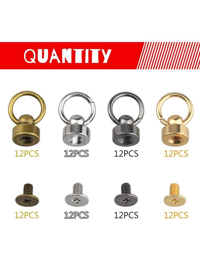 WMYCONGCONG WMYCONGCONG 48 PCS Screwback Round Head Rivet with Pull Ring 4 Colors DIY Leather Craft Rivets Metal Rivet Studs for Purse Wallet Phone Case Handbag  - Image 2