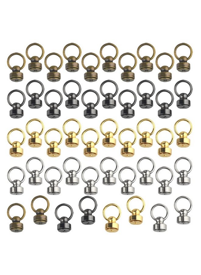 WMYCONGCONG WMYCONGCONG 48 PCS Screwback Round Head Rivet with Pull Ring 4 Colors DIY Leather Craft Rivets Metal Rivet Studs for Purse Wallet Phone Case Handbag  - Image 1