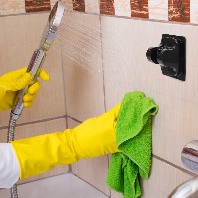 4 Pcs Holder Adjustable Shower Bracket Fixing Stand (Black) - Image 3
