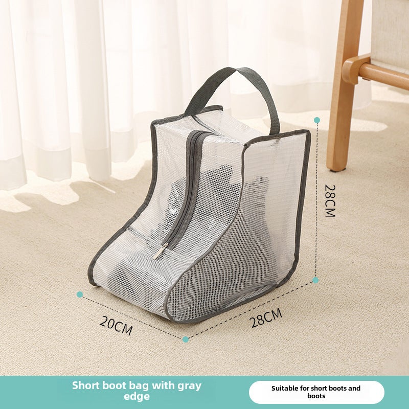 Transparent shoes storage bag travel shoes dust bag household moisture-proof waterproof boots finishing bag storage artifactGrey edge [28*20*28cm]] Grey edge [28*20*28cm]] 
