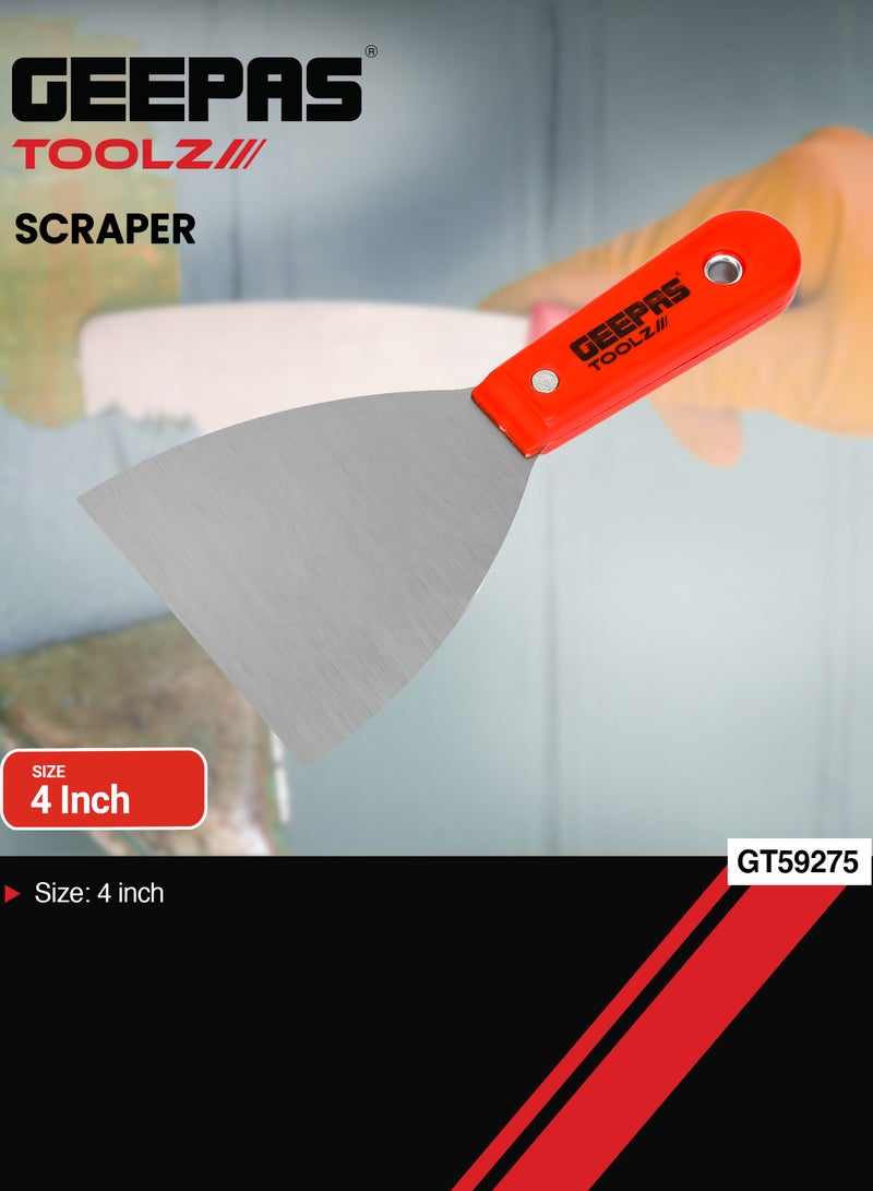 Geepas Toolz 4" Scraper GT59275, High-Quality Metal Scraper, Comfortable to Use, Light-Weight and Durable, Ideal for DIY, Home Improvement, Paint Scraping, Glue Scraping, Wallpaper Scraping and more|
