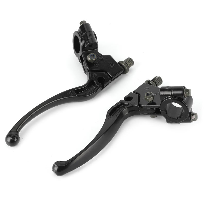 Motorcycle Clutch Lever 22mm 7/8in Handlebar Left Right Drum Brake Lever Set - Hard Steel Alloy Black Coating Shorty Clutch Lever for Dirt Bike ATV - Image 1
