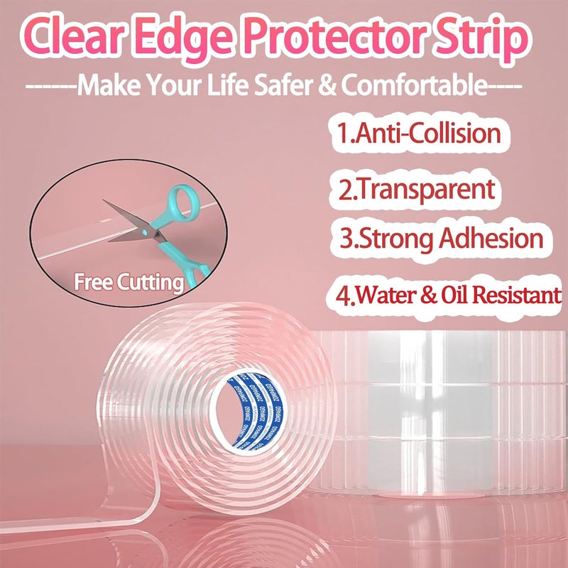 ZOMPAGO Clear Soft Corner Protectors for Furniture Strip,0.8in (W) x 13FT(L),Sharp Edge & Table Bumper,Window Edge,Wall Protector, Soft Corner Guards Safe for Proof,Table Corner Protectors in Family - Image 3