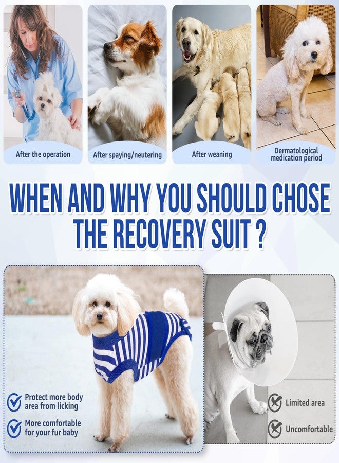 Lukovee Recovery Suit for Dogs, Zipper On Recovery Suit for Female Male Dog, Onesie Abdominal Wounds Cone E-Collar Alternative Prevent Licking Spay Recovery Suit (M, BL) - Image 5