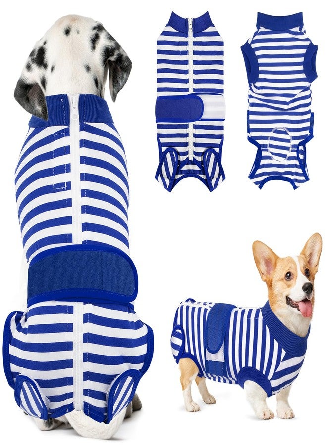 Lukovee Recovery Suit for Dogs, Zipper On Recovery Suit for Female Male Dog, Onesie Abdominal Wounds Cone E-Collar Alternative Prevent Licking Spay Recovery Suit (M, BL) - Image 1
