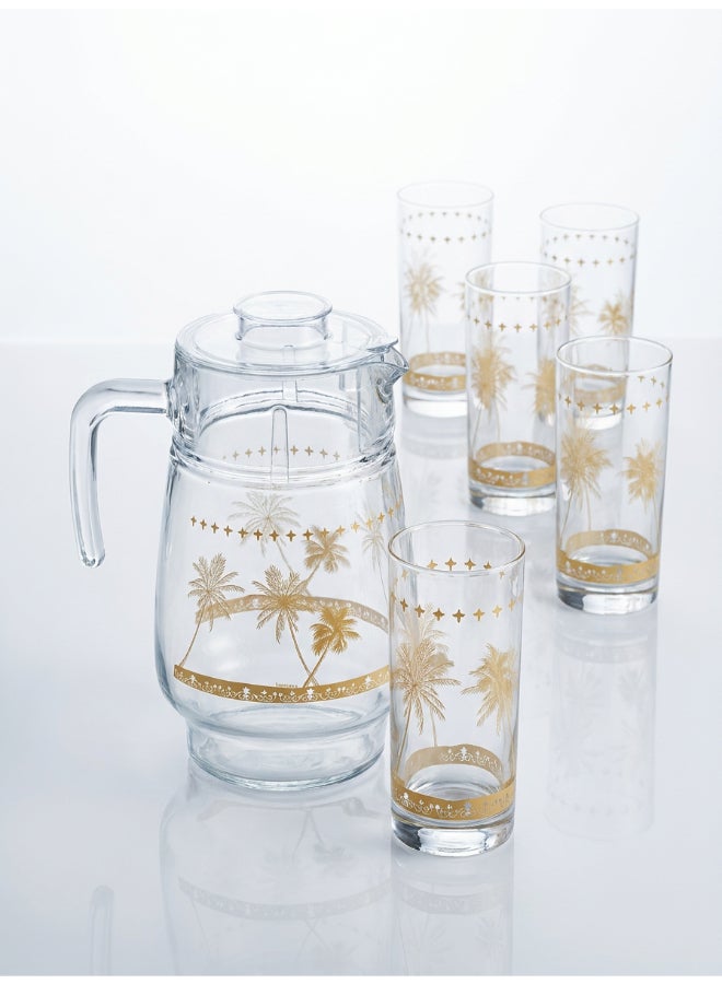 Luminarc Azimatic Amsterdam 7 Piece Drink Set includes 1.8L Jug, 6 x 270ml Tivoli Glass Tumblers, Made of Annealed High Quality & Durable Glass - Image 1