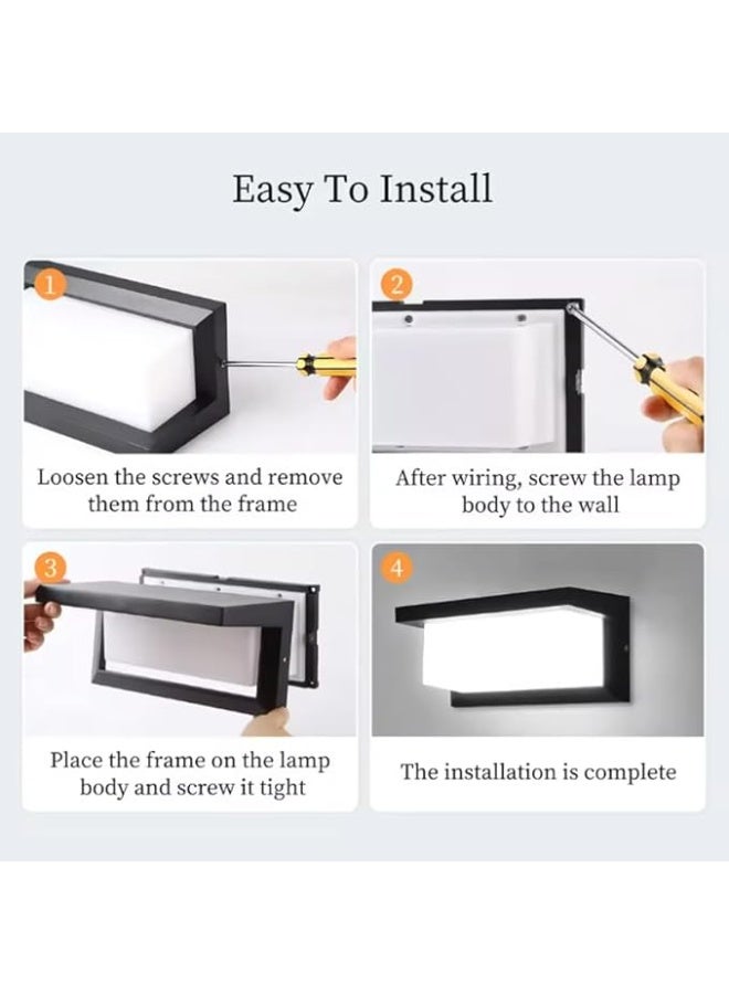 تاسفورا مصابيح جدارية خارجية LED | 12 واط | كشاف جداري | مقاوم للماء IP65 | إضاءة دافئة 3000K | إنارة خارجية للحوائط | تركيب جداري | مناسب للمنزل | الحديقة | مدخل المنزل | الحمام الخارجي | الجراج - Image 2