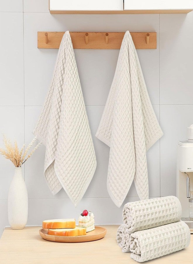 Jacquotha Waffle Hand Towels 5-Piece (Mist White) - Cotton, Quick Dry, Lint Free, 13” x 29” - Image 3