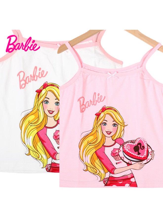 Barbie Babi Children's Vest, Girls' Camisole Undershirt, Cotton Thin Summer Style, X6203b Pink, Size 150 - Image 2
