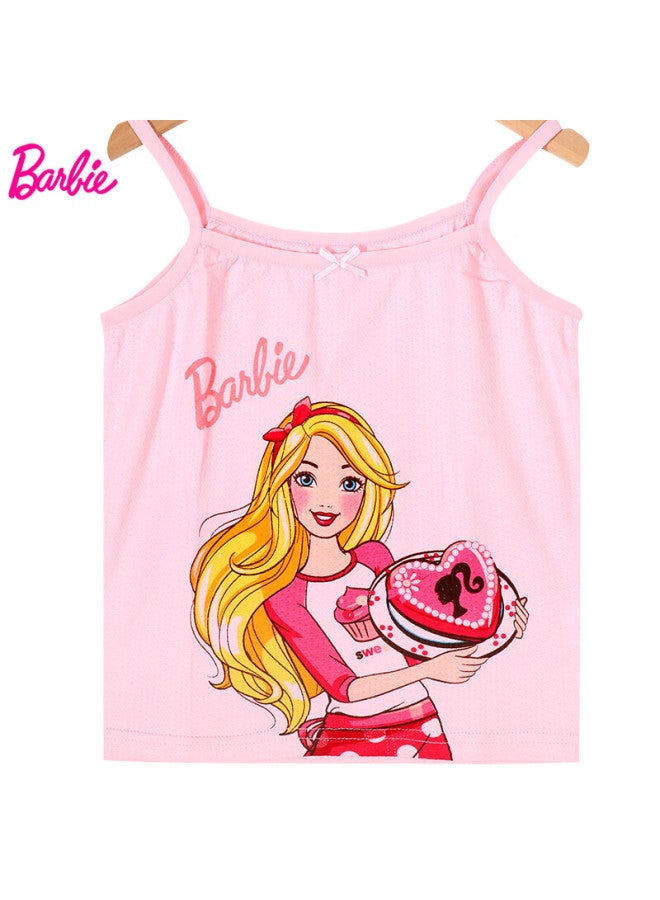Barbie Babi Children's Vest, Girls' Camisole Undershirt, Cotton Thin Summer Style, X6203b Pink, Size 150 - Image 1