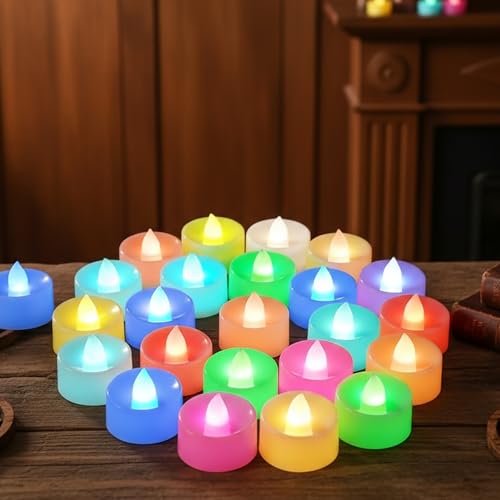 Coku Flameless LED Tealight Candles Smokeless Battery Operated Non-Flickering Tea Lights, Electric Decorative Candle for Diwali, Wedding, Christmas, Gifting & Home Decoration (Multicolor, Pack of 10) - Image 1