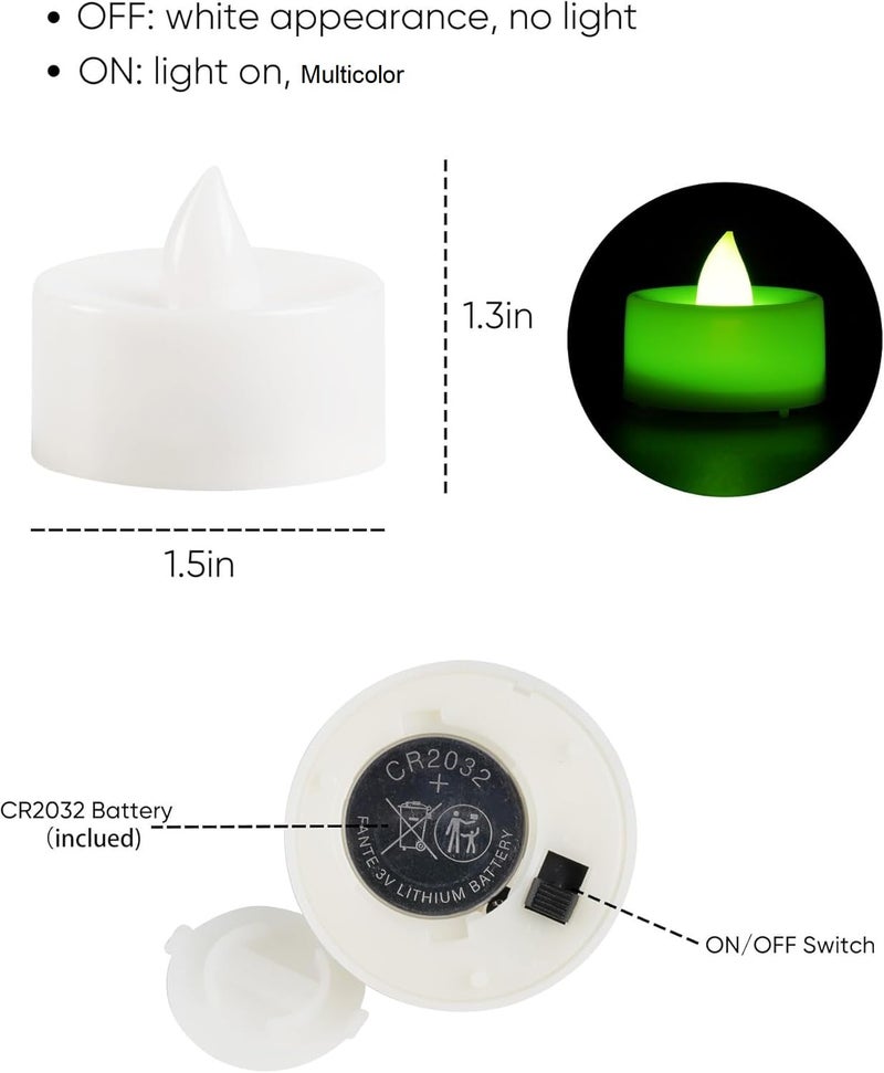 Coku Flameless LED Tealight Candles Smokeless Battery Operated Non-Flickering Tea Lights, Electric Decorative Candle for Diwali, Wedding, Christmas, Gifting & Home Decoration (Multicolor, Pack of 10) - Image 3