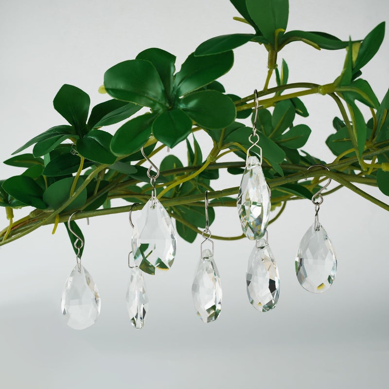 WASTROYAL 10pcs Crystal Sun Catcher, 38mm Hanging Clear Teardrops Chandelier Crystals Parts Prisms Pendants with Hook for Windows Lamps Christmas Ornaments Crystal Tree Decorations Home Decor (Clear) - Image 5