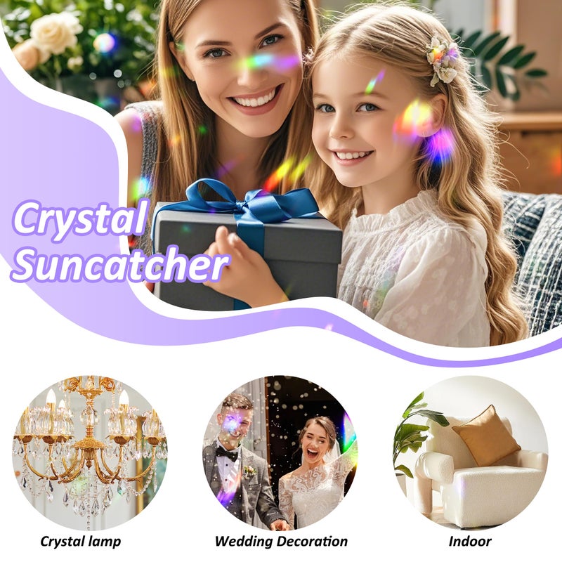 WASTROYAL 10pcs Crystal Sun Catcher, 38mm Hanging Clear Teardrops Chandelier Crystals Parts Prisms Pendants with Hook for Windows Lamps Christmas Ornaments Crystal Tree Decorations Home Decor (Clear) - Image 4