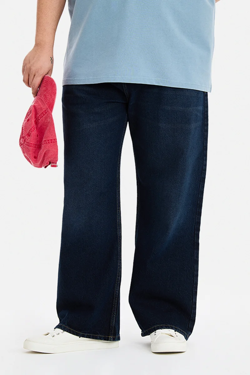 سنيتش Indigo Textured Loose Fit Plus Size Jeans