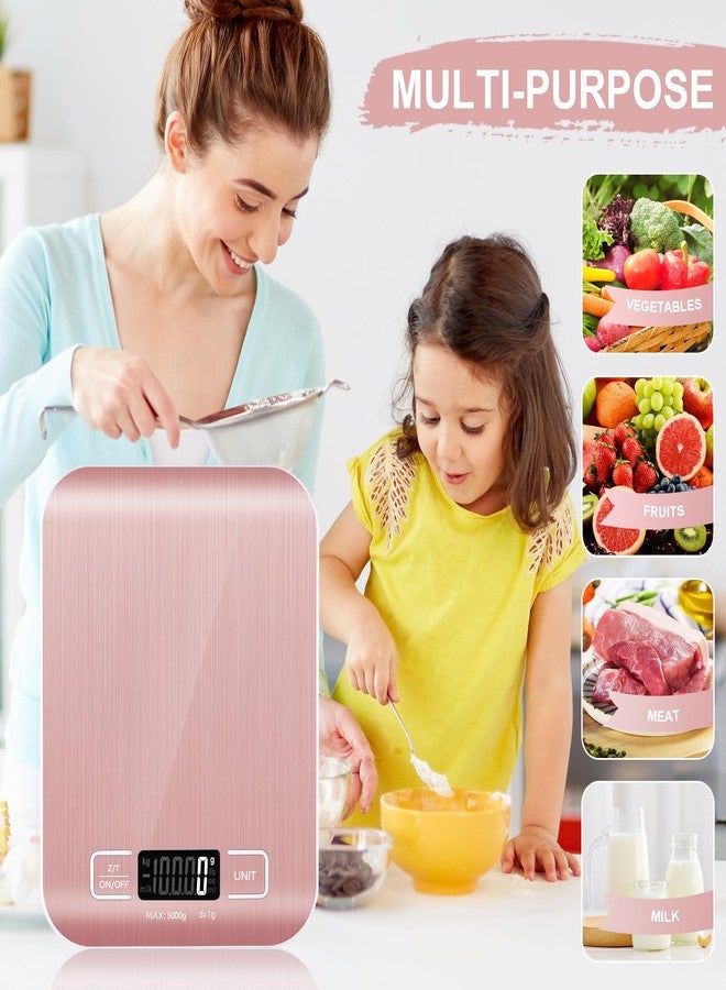 SOYOK Food Scale, 11lb Kitchen Scale with 6 Units Tare Function & LCD Display, 0.05oz/1g Stainless Steel Digital Food Scale Grams and Ounces for Baking, Cooking, Dieting and Meal Prep (Pink) - Image 3