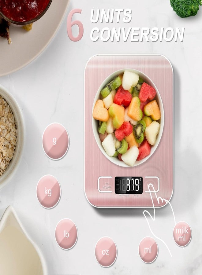 SOYOK Food Scale, 11lb Kitchen Scale with 6 Units Tare Function & LCD Display, 0.05oz/1g Stainless Steel Digital Food Scale Grams and Ounces for Baking, Cooking, Dieting and Meal Prep (Pink) - Image 2