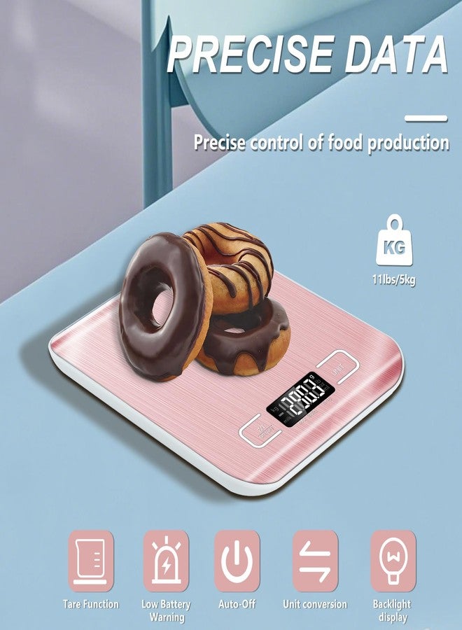 SOYOK Food Scale, 11lb Kitchen Scale with 6 Units Tare Function & LCD Display, 0.05oz/1g Stainless Steel Digital Food Scale Grams and Ounces for Baking, Cooking, Dieting and Meal Prep (Pink) - Image 4