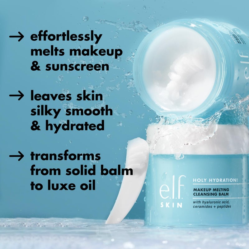 elf e.l.f. SKIN Mini Holy Hydration! Makeup Melting Cleansing Balm, Face Cleanser & Makeup Remover, Infused with Hyaluronic Acid to Hydrate Skin, 0.45 Oz - Image 3
