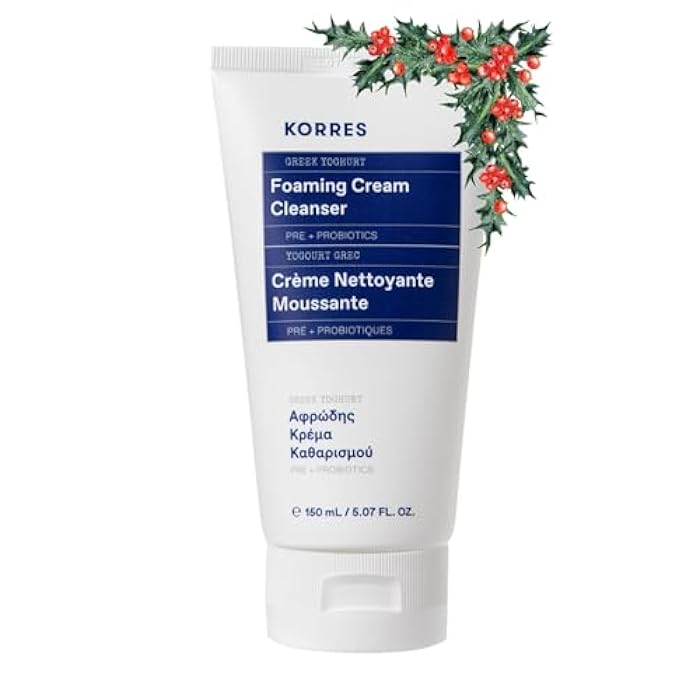 KORRES Greek Yoghurt Foaming Cream Cleanser, Hydrating, Deep Cleansing Skin Care, Makeup Remover, Face Wash for Women, Cream to Foam Facial Cleanser for Dry, Oily, Sensitive, Any Skin Type, 5.07 fl oz - Image 1
