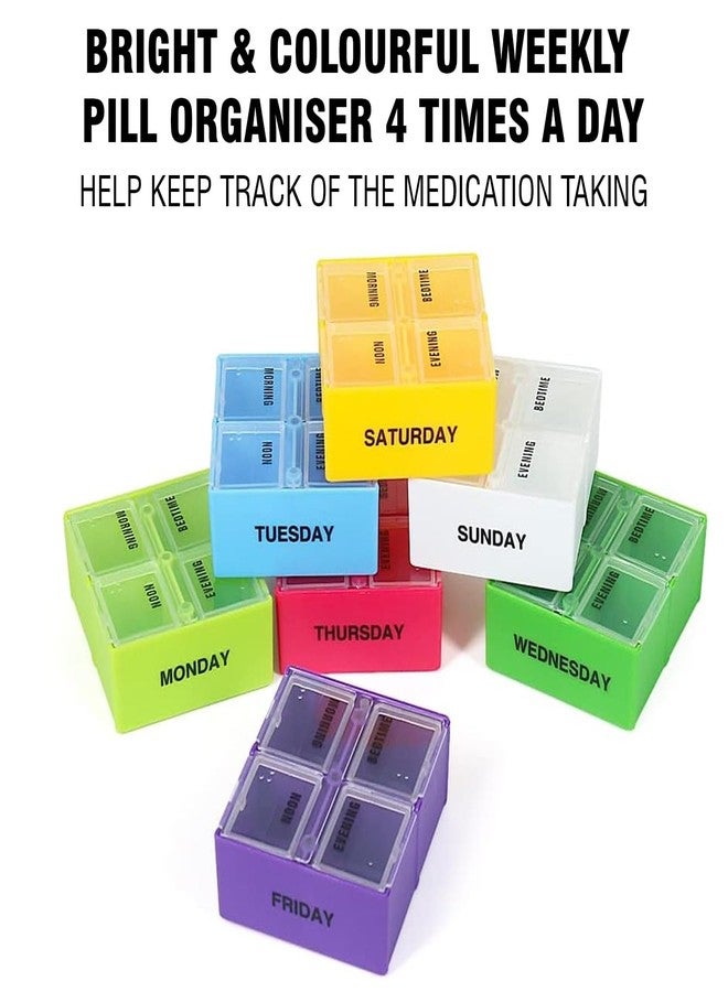 Bulfyss 7 Color Pill Box Medicine Storage Case Container Holder Weekly 7 Day Pill Organizer with Lid - Image 3