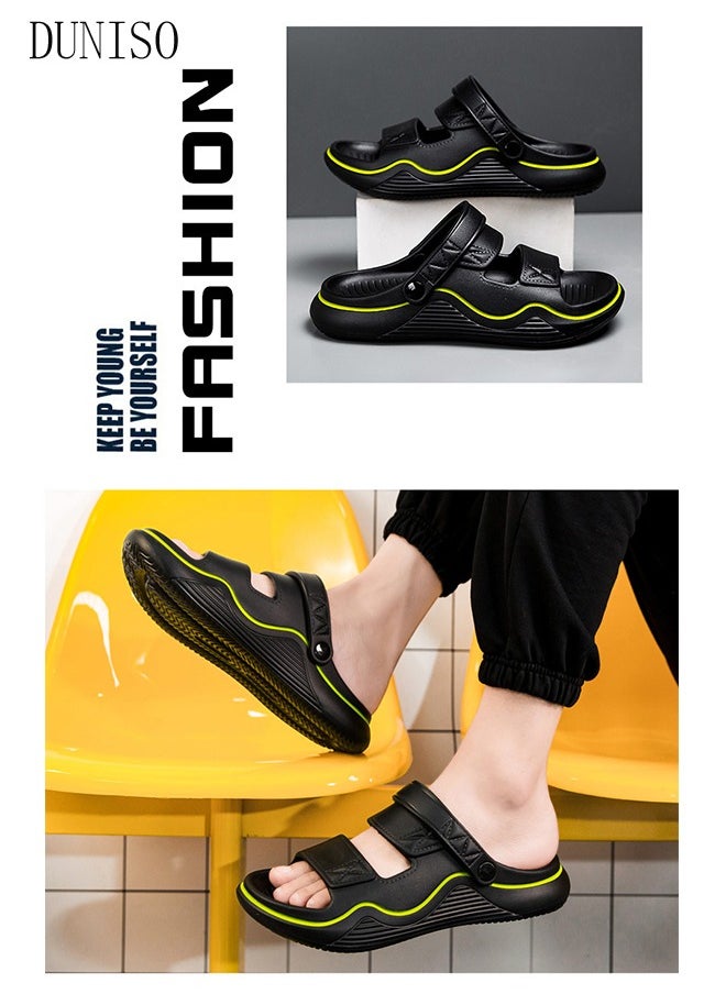 DUNISO Men's slippers Summer Sandals Lightweight Slide Sandal with Non-slip Soles Thick Sole Beach Slipper Breathable Slip-on Sandal House Flat Slipper for Pool Beach Yard Kitchen Shower  - Image 3