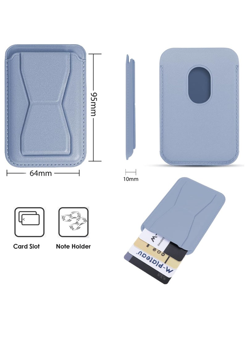 هوكو حامل هاتف مغناطيسي فاخر مع حامل لهاتف iPhone وSamsung - جلد PU أزرق رفيع، قبضة آمنة، مانع لترددات الراديو، حامل بطاقات بسيط للرجال والنساء - مناسب لهواتف iPhone 16 و15 و14 و13 و12 وPro وPro Max - يحمل ما يصل إلى 3 بطاقات - Image 3