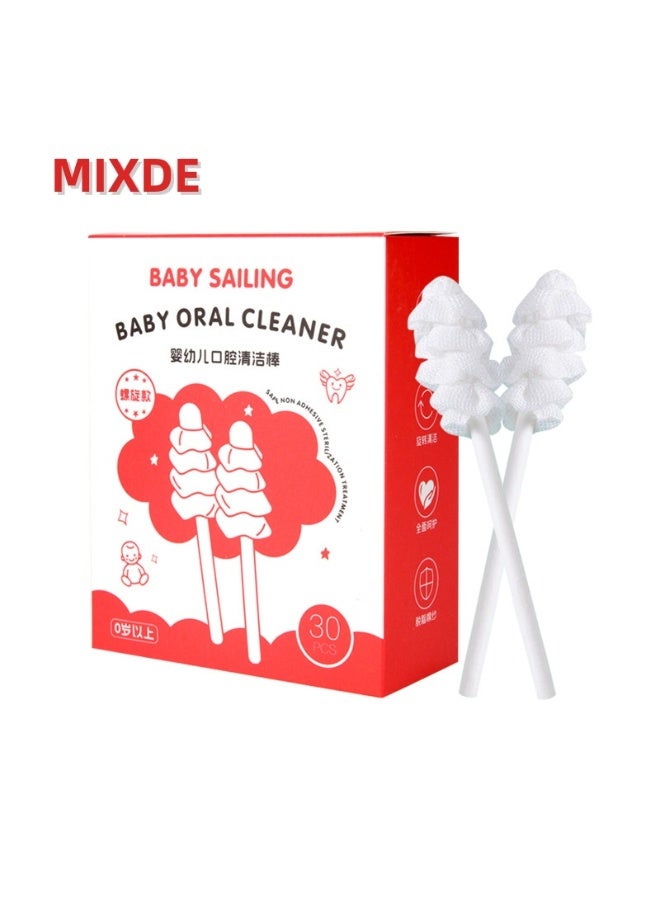 Baby Tongue Cleaner Gauze, Baby Toothbrush Disposable Oral Cleaner, Toddler Tooth Brush for Tooth Mouth Gum Clean, Infant Toothbrush Oral Cleaning Stick, Baby Oral Cleaner Newborn, 30 Count - Image 1