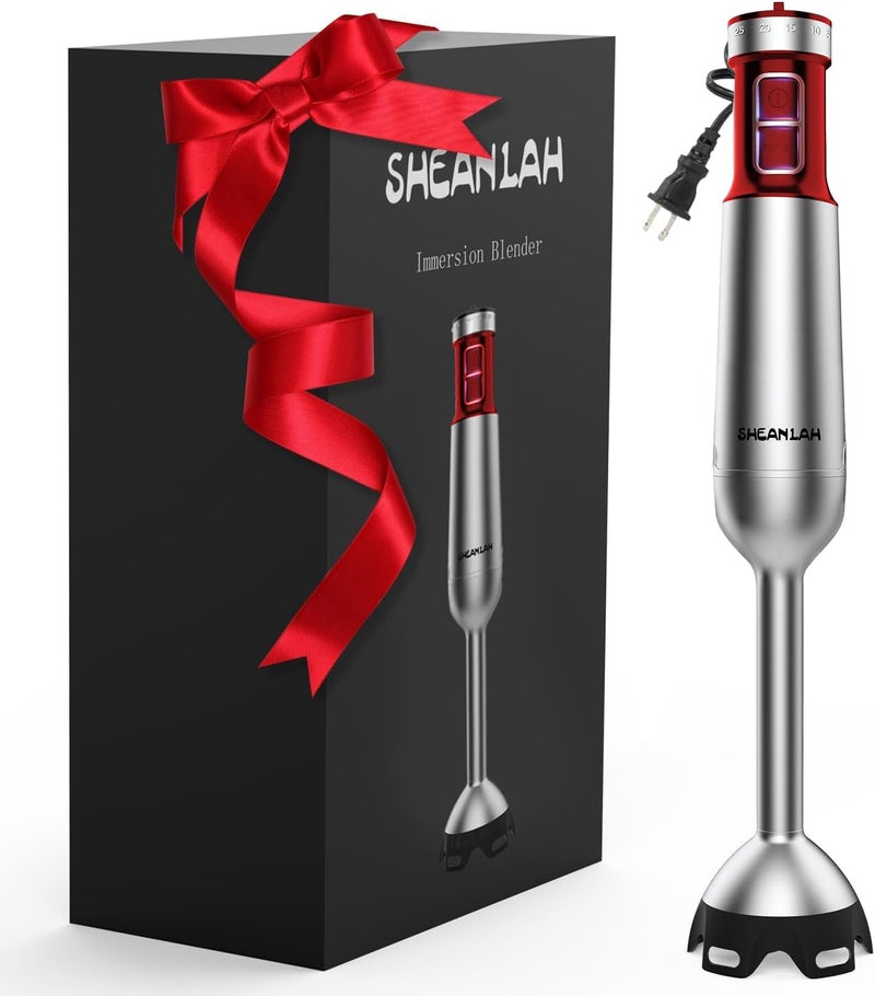 SHEANLAH Powerful Immersion Blender handheld, 2025 New Update Hand Blender, Scratch-Resistant Corded Hand Mixer with Heavy-Duty Copper Brushless Motor and Gift Box Red - Image 1