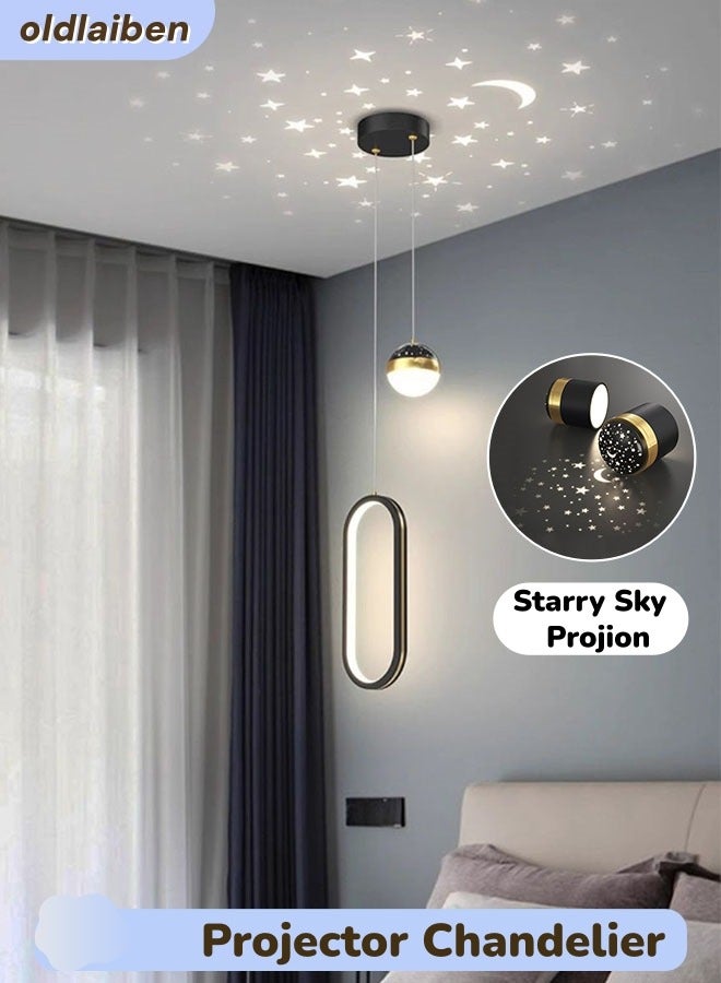 الدليبن ثريا، ثريا عرض ضوئي، ثريا سماء مرصعة بالنجوم، ثريا بجانب السرير، ثريا عرض ضوئي بتقنية LED، ثريا عصرية بسيطة، ثريا صغيرة طويلة، جدار خلفي مبتكر لغرفة المعيشة أو غرفة النوم، مناسب لغرفة النوم أو غرفة المعيشة أو الممر - Image 1