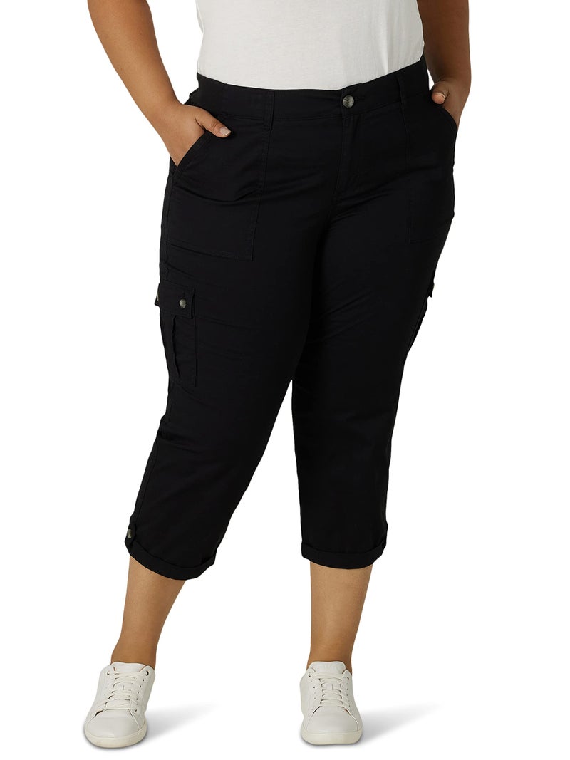 Lee Women's Plus Size Ultra Lux Comfort with Flex-To-Go Cargo Capri Pant Black 18 Plus - Image 1