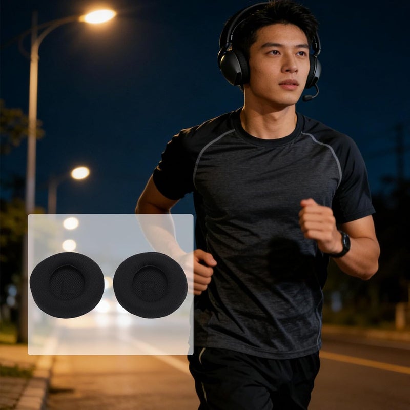 Yunseity 2pcs Ear Pads Replacement, Breathable Mesh Fabric Foam Headset Ear Cushions with High Density Memory Foam, for for Headphones - Image 5