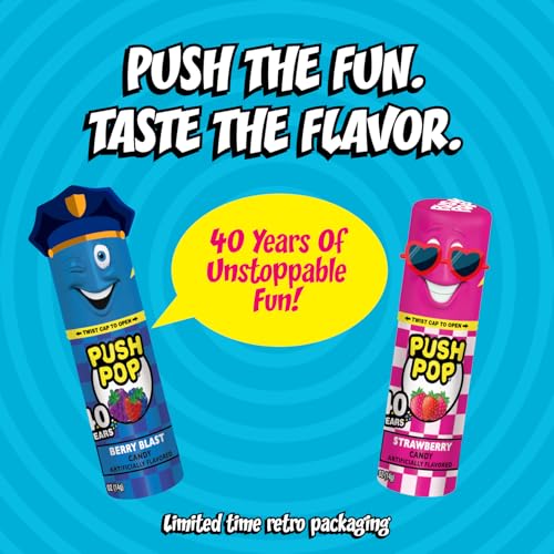 Push Pop Candy Lollipops  Individually Wrapped Variety Candy Party Pack  24 Count Lollipops in Assorted Fruity Flavors  Fun Candy for Gifts Celebrations Party Favors Gift Baskets  Birthdays - Image 5