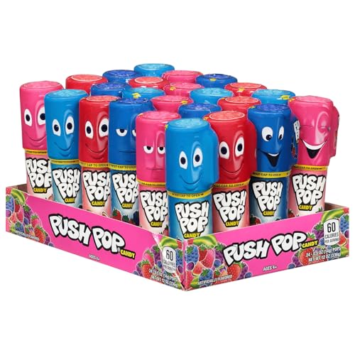 Push Pop Candy Lollipops  Individually Wrapped Variety Candy Party Pack  24 Count Lollipops in Assorted Fruity Flavors  Fun Candy for Gifts Celebrations Party Favors Gift Baskets  Birthdays - Image 1