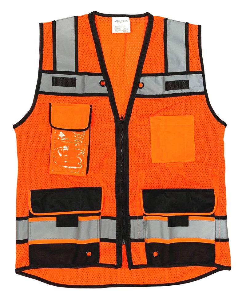 REXZUS (B Engineer Safety Vest, High Visibility Reflective Safety, Vest Mesh with Zipper and pockets (Orange, XX-Large) - Image 3