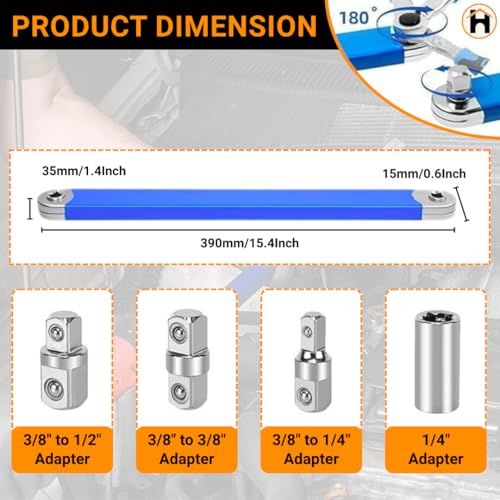 Homdum Impact Extension Wrench Offset Design with Ratchet Mechanism for Automotive & DIY Use| Multi-Angle Offset Extension Wrench Durable Steel Ratcheting Tool for Home & Garage - Image 3