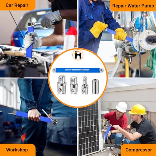 Homdum Impact Extension Wrench Offset Design with Ratchet Mechanism for Automotive & DIY Use| Multi-Angle Offset Extension Wrench Durable Steel Ratcheting Tool for Home & Garage - Image 4