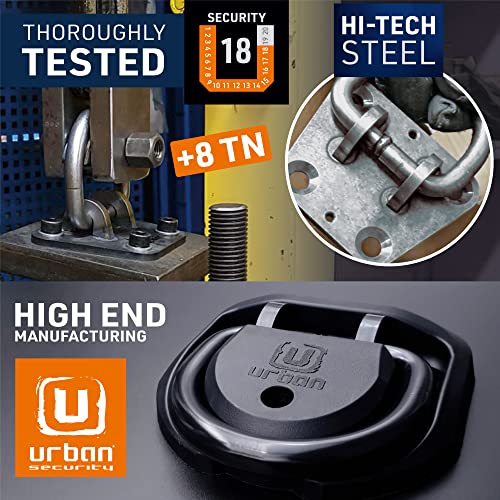 urban UR55 Highest Tested Security Anchor for Motorcycle, Foldable ø14 Hardened Steel Ring, 4 Expansion Bolts, Anti-Theft Wall Ground Dloor Fixing for Garage, Trailer, Scooter, Bicycle Parking - Image 3