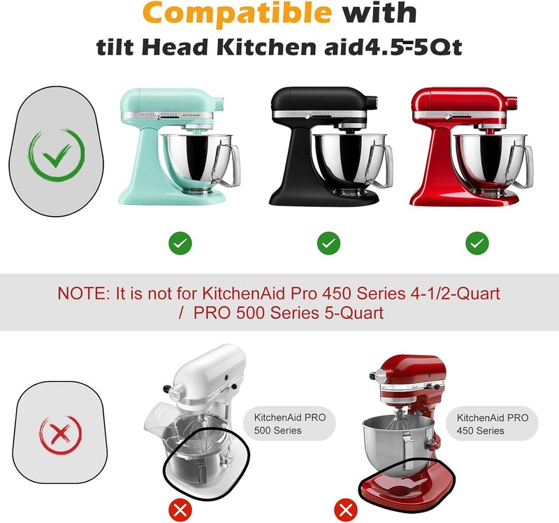 حصيرة منزلقة للخلاط من نوع Tilt Head Kitchen Aid 4.5-5 Qt Stand Mixer، حصيرة منزلقة للأجهزة الخشبية لـ Kitchenaid Artisan 4.5-5 Qt، ملحقات تخزين سطح المطبخ صينية نقل الخلاط، وردي - Image 2