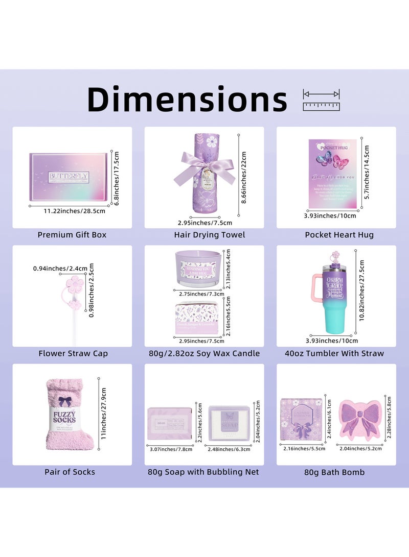 MissTiara Birthday Gifts for Women - Relaxing Spa Gift Set - Self Care Get Well Soon Gift Basket - Happy Birthday Gift Set with Premium Dry Hair Towel and 40 Ounces Glass for Mom,Wife, Her Best Friend,Sister,Girlfriend - Image 2